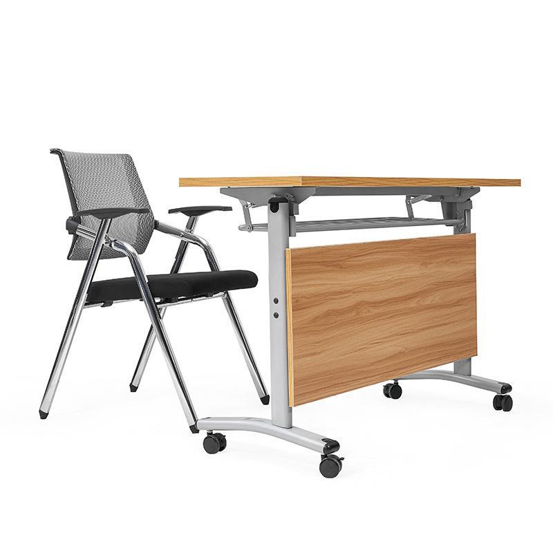 Folding training student desk and chair combination mobile desk conference training institution double long table