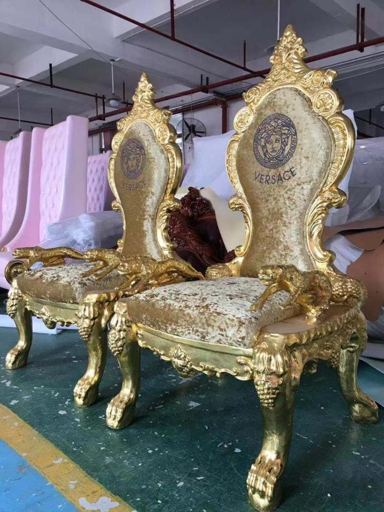 luxury throne pedicure chairs set wedding royal, gray lion king throne chairs