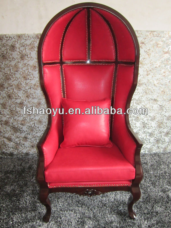 luxury wooden half dome chairs, canopy chair,hotel high back chair