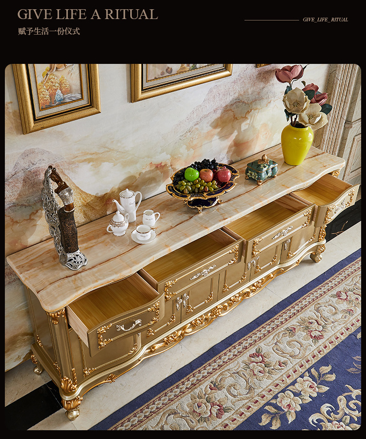 antique wooden champagne sideboard cabinet luxury,dining room furniture dish cabinet storage,luxury sideboard cabinet