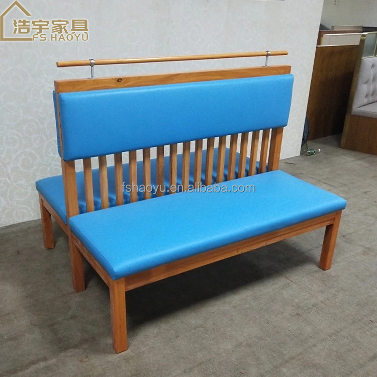 customized modern restaurant blue leather bar booth wooden dining club booth furniture sofa blue double side booth seating