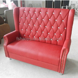 mexican restaurant furniture, red pu leather booth seating double seat, furniture sofa for restaurant