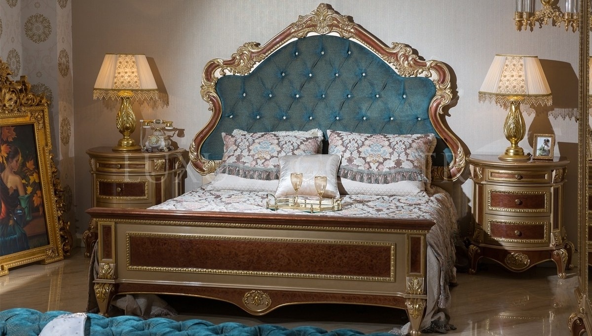 Premium Quality Italian design Royal King size Upholstered Wooden Beds frame Antique European Customised Classic Bed frame