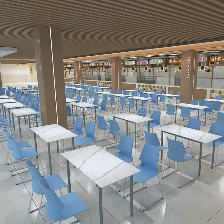 Heavy-Duty School Canteen Furniture Restaurant Tables and Chairs Set Fast Food Modern Cafeteria Dining Table and Chair Set