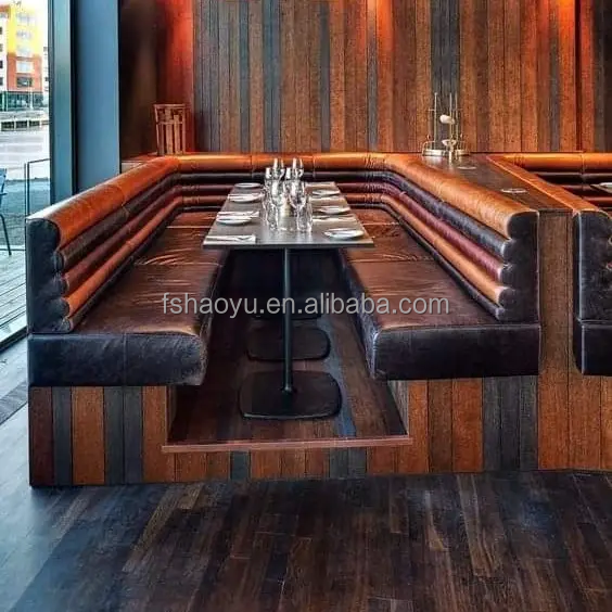 light luxury Good Design american retro fast food bar restaurant furniture set cafe restaurant sofa seating booth