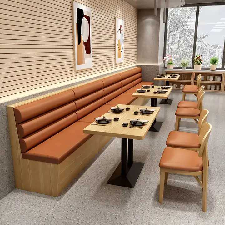 Dining Tables And Chairs Restaurant Sofa Sets Commercial Cafe Furniture Modern Restaurant Fast Food Wood Leather Booth Seating