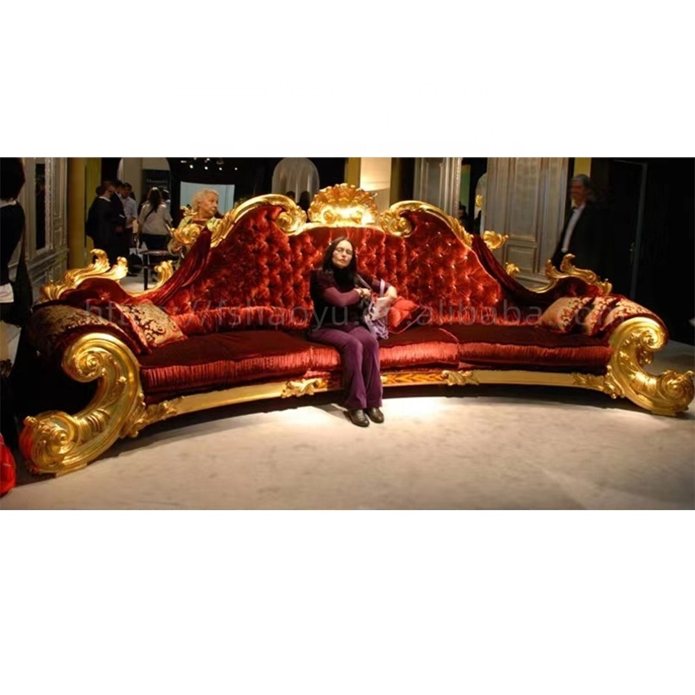 Michael Jackson's Gold Royal red fabric Sofa set living room furniture luxury  wooden classical