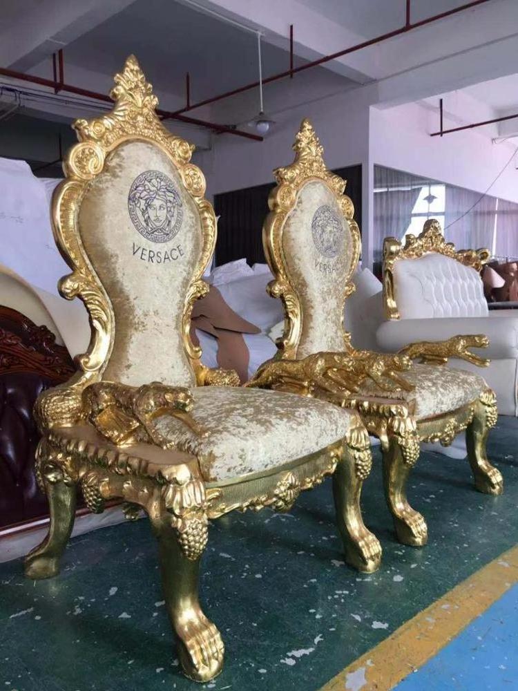 luxury throne pedicure chairs set wedding royal, gray lion king throne chairs