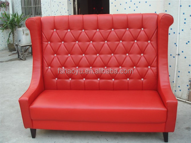 mexican restaurant furniture, red pu leather booth seating double seat, furniture sofa for restaurant