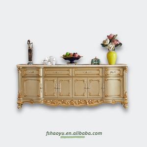 antique wooden champagne sideboard cabinet luxury,dining room furniture dish cabinet storage,luxury sideboard cabinet