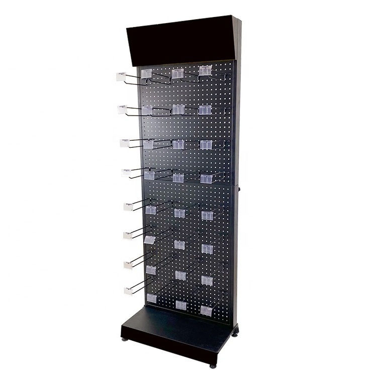 Grocery Store Phone Accessories Jewelry Toy Tool Snack Food Product Label Metal Pegboard Display Rack Stand