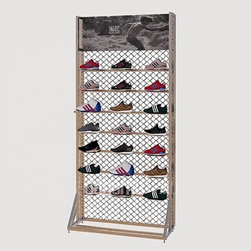 Custom Store Casual Sports Basketball Football Shoes Men Sneakers Metal Screen Mesh Storage Display Rack Stand