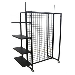 Custom Multipurpose Store Boutique Clothing Garment Hats Shoes Accessories Metal Mesh Display Rack Stand Shelf