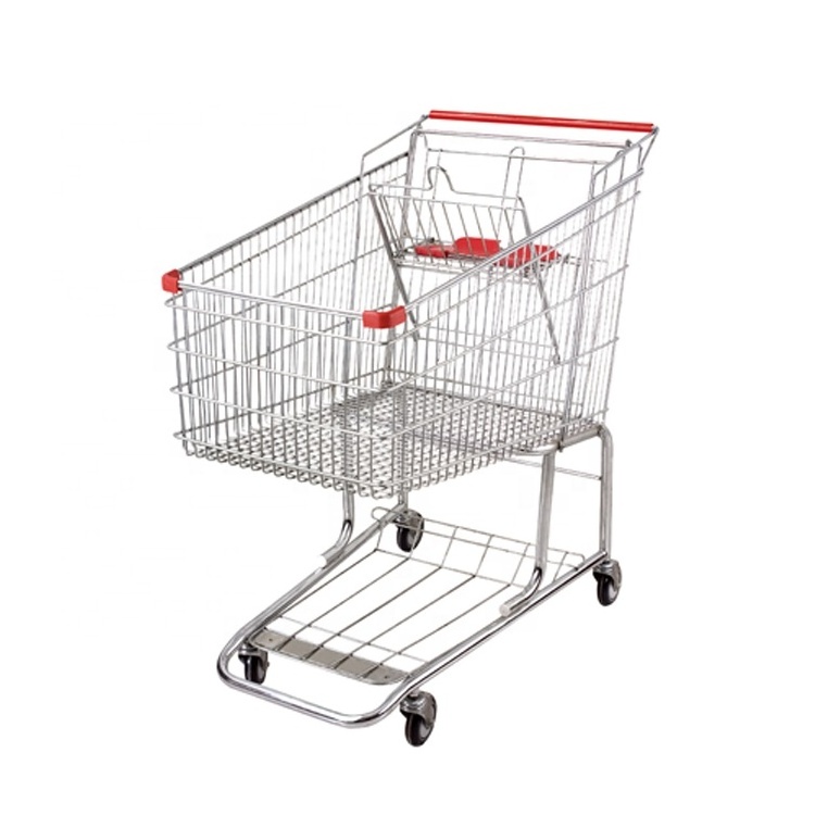 Custom Commercial Supermarket Large Capacity 90/180L Grocery Retail Product Metal Shopping Trolley Cart