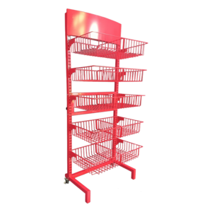 Custom Store 5 Layers Snack Potato Chips Metal Wire Basket Display Rack Biscuit Drink Food Display Stand