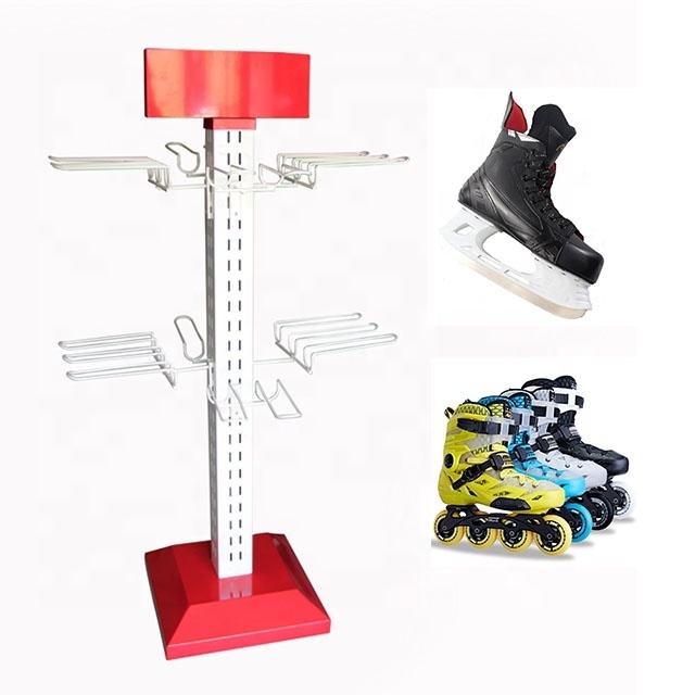 Store Sports Equipment Kids Ice Retractable Roller Skate Shoes Four Wheels Sneaker Accessories Metal Display Rack Stand