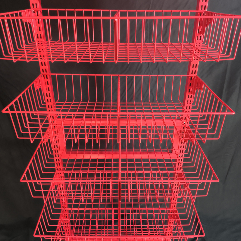 Custom Store 5 Layers Snack Potato Chips Metal Wire Basket Display Rack Biscuit Drink Food Display Stand