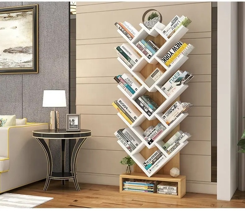 Tree Branch Shaped Home Bookshelf Household Products Storage Rack Store Book Magazine Postcard Wooden Display Stand