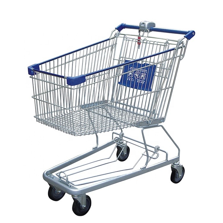 Custom Commercial Supermarket Large Capacity 90/180L Grocery Retail Product Metal Shopping Trolley Cart