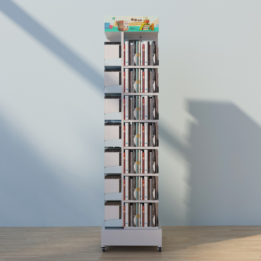 Custom Store Brochure Bookshelf Display Rack Kids Comic Sticker Book Magazine Wooden Rotating Display Stand