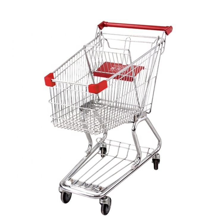 Custom Commercial Supermarket Large Capacity 90/180L Grocery Retail Product Metal Shopping Trolley Cart