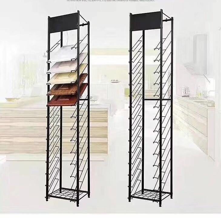 Exhibition Hall Floor Wall Mosaic Ceramic Roof Tile Stone Marble Wood Board Slab Doors Sample Metal Display Rack Stand