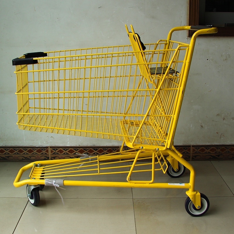 Supermarket Shopping Trolley & Carts Convenience Store 90/100/120L Storage Basket Hand Push Shopping Cart