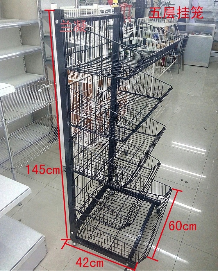 Custom Supermarket Snack Food Potato Chip Metal Wire Display Stand Beverage Drink Inclined Cage Storage Rack