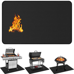 Huicai Hot Sale 60 x 40 inch Under Grill Mats Fiberglass Fireproof Deck and Patio Protector Blanket Fire Pit Mat