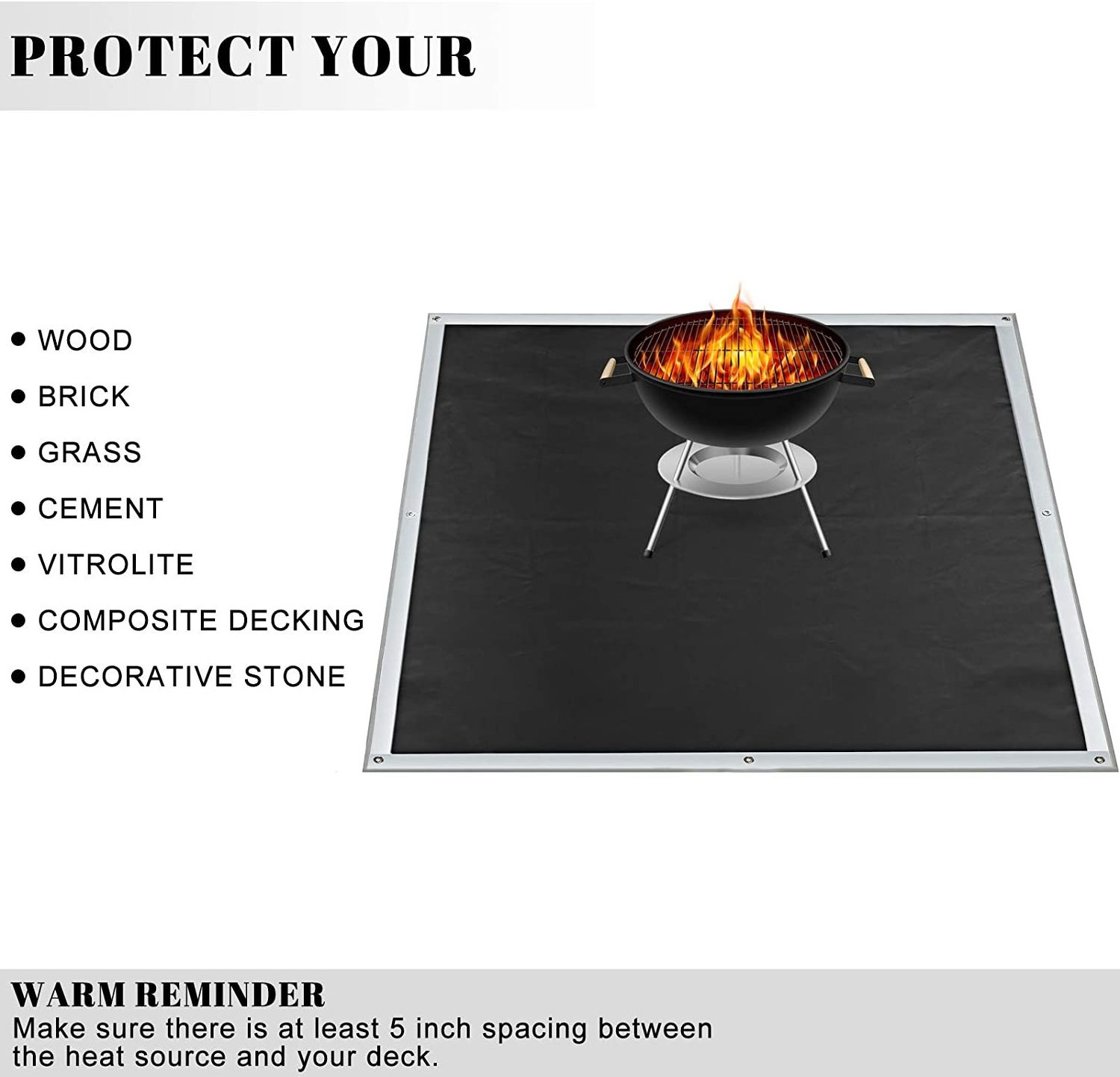 Fire Pit Mat Bbq Grill Mat Heat Resistance Easy to Clean Fiberglass Carbon Black Waterproof Accessories Cover China Good Baking