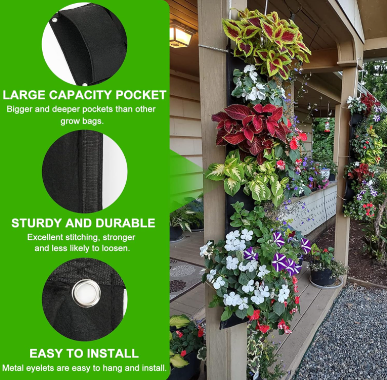 7 Pocket Wall Planter for Indoor Outdoor Upgraded Hanging Planters Vertical Planter for Garden Balcony, Yards, and Home Decor,