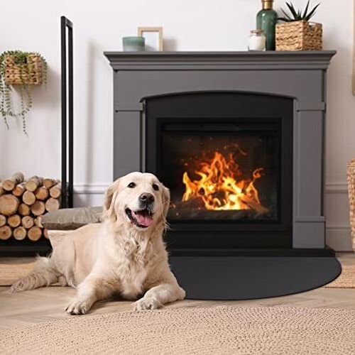 Fireplace Rug Fire Resistant Fireproof Polyester Trim Non Slip Wood Stove Mat Protects Floors Patio from Sparks Embers