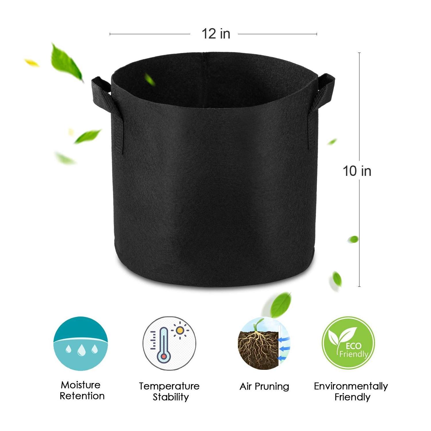 Heavy Duty Thickened Nonwoven Fabric Plant Pots with Handles Black 10 Gallon Grow Bags Garden Planter Growing Pots