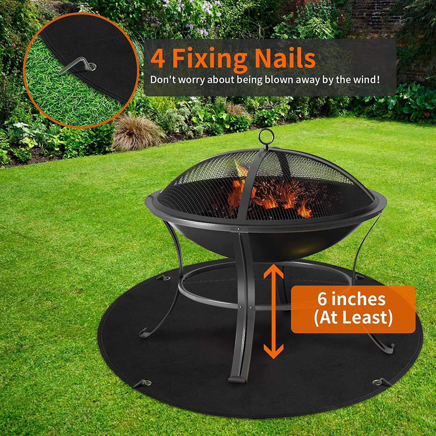 Silicone Coating Fiberglass Fire Pit Mat BBQ Grill Floor Mat Fireproof Waterproof Heat Resistant High Temperature  Fire Pit Mat