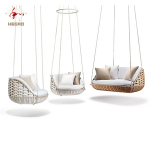 Outdoor Garden Double Seater Rattan Egg Sun Lounger Popular Outdoor Garden Hanging Egg Chair Swing Chair