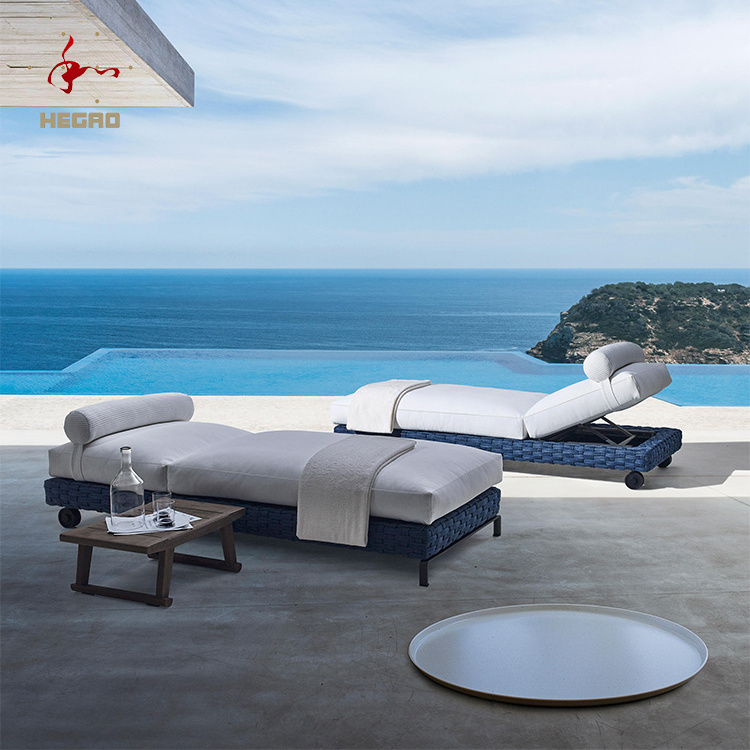 Modern Aluminum Furniture Hotel Villia Poolside L Shape Outdoor Sectional Sofa Sun Beds Patio Set Outdoor Furniture