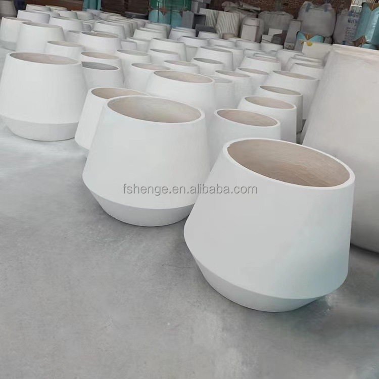 Modern outdoor concrete large planter molds cement white fiberglass flower pot for garden