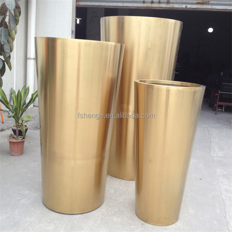 Modern outdoor garden plant pot metal floor vase / stainless steel indoor flower pot for balcony