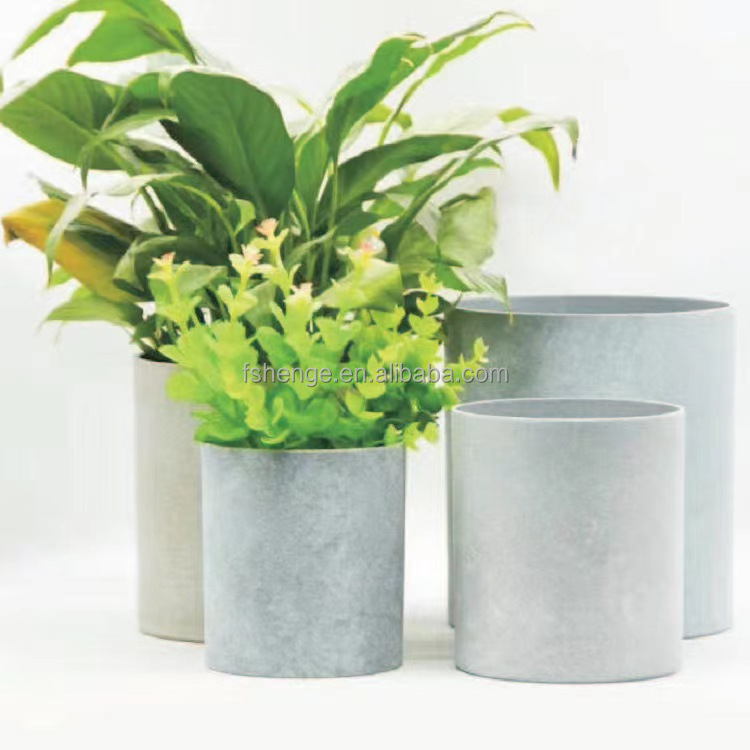 Modern outdoor concrete large planter molds cement white fiberglass flower pot for garden