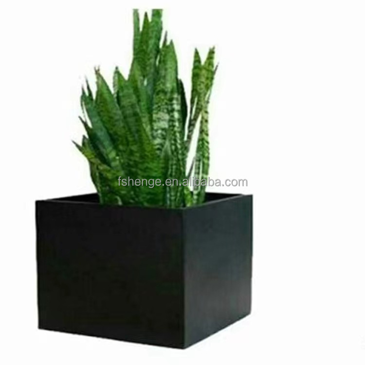 Garden supplies large fiberglass Flower Pots black square plant pot Cement Garden Pots for plants