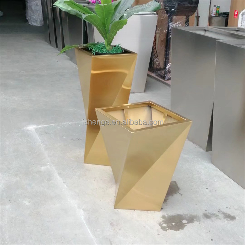 Modern outdoor garden plant pot metal floor vase / stainless steel indoor flower pot for balcony