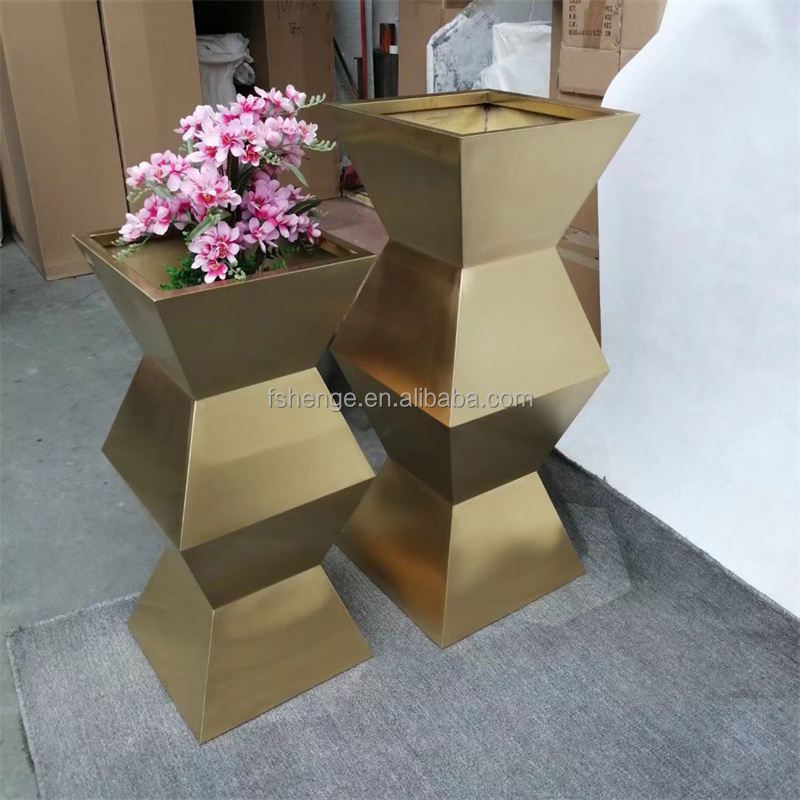 Modern outdoor garden plant pot metal floor vase / stainless steel indoor flower pot for balcony