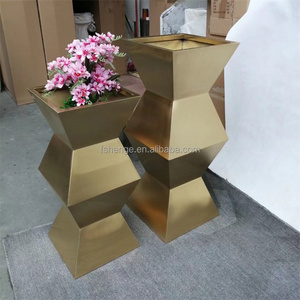 Modern outdoor garden plant pot metal floor vase / stainless steel indoor flower pot for balcony