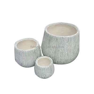 Modern outdoor concrete large planter molds cement white fiberglass flower pot for garden