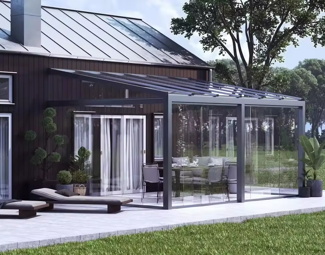 Aluminium frame commercial glass house portable modular prefabricated sunroom english glass house