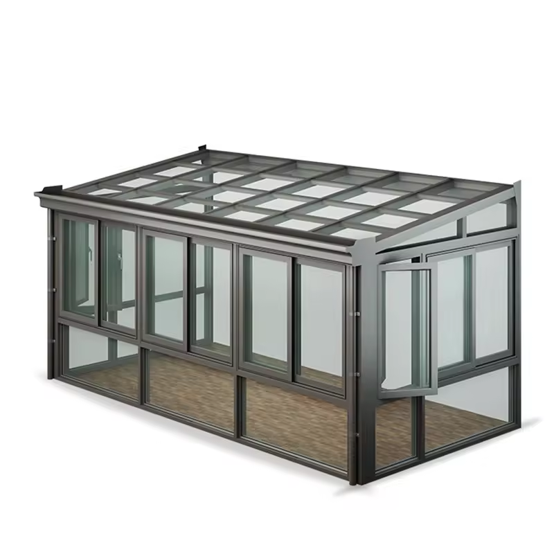 Glass house aluminium prefab outdoor garden 4 season prefabricated free standing sunrooms