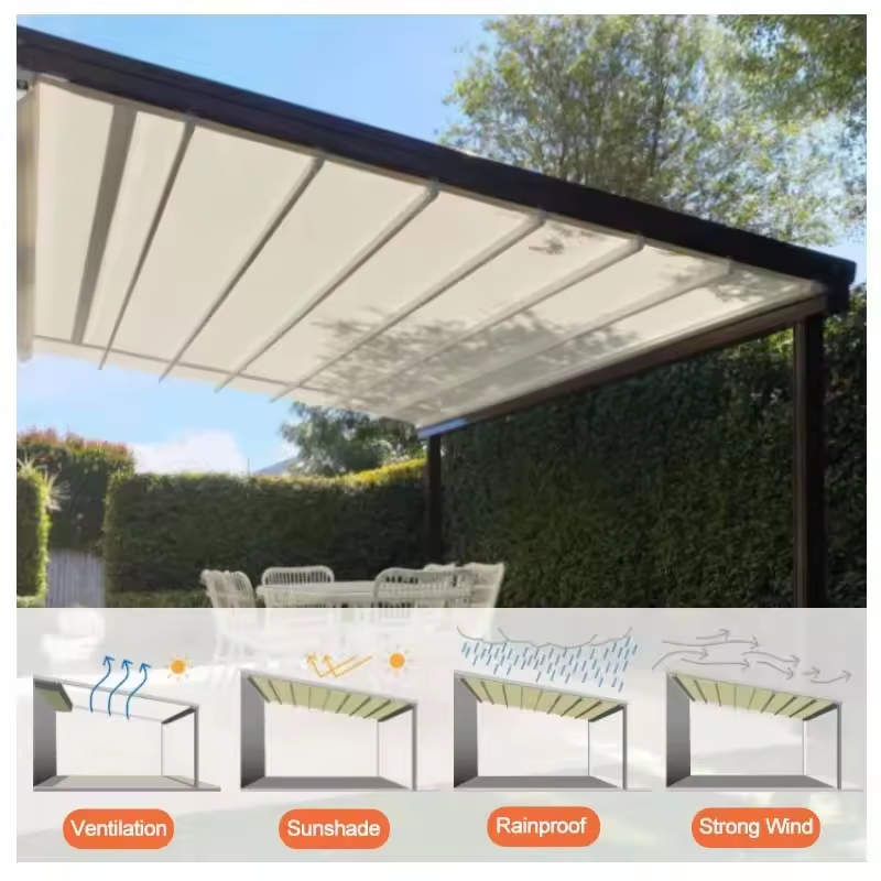 Awning garden canopy waterproof gazebo bracket folding aluminium sliding roller pergola canopy roof awning