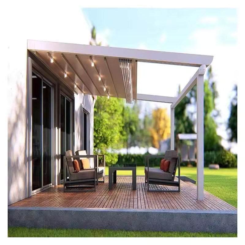 Awning garden canopy waterproof gazebo bracket folding aluminium sliding roller pergola canopy roof awning