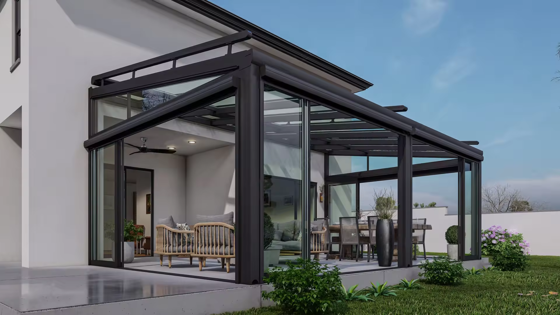 Aluminium frame commercial glass house portable modular prefabricated sunroom english glass house