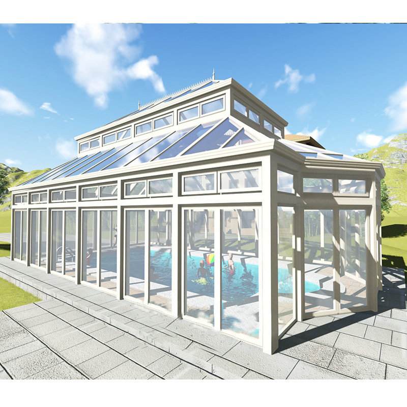 Retractable glass roof sunrooms big blackout modular prefab container glass houses veranda glass panel sunroom